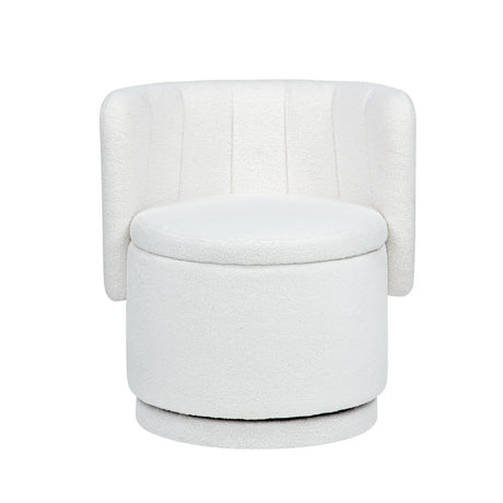 Modern 360 Degree Swivel Back Sofa Chair With Storage Space Boucle, Perfect For Bedroom And Living Room - Beige - Furniture Home Direct