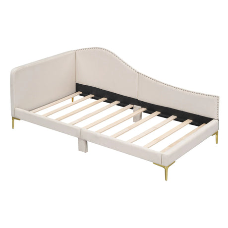 Upholstered Daybed With Headboard And Armrest, Support Legs - Furniture Home Direct