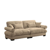 Modern Velvet Sofa With Bolstered Armrests And Pillows - Furniture Home Direct