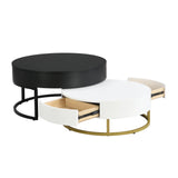 Nesting Coffee Tables Round Lift-Top Modern Black and White - Furniture Home Direct
