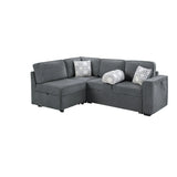Convertible Sectional L-Shaped Sofa With Dual Pull-Out Sleepers, Flip-Top Table, USB Ports, Cup Holder & Storage - Furniture Home Direct
