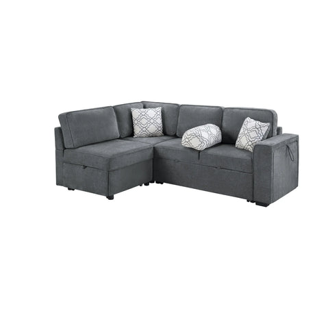 Convertible Sectional L-Shaped Sofa With Dual Pull-Out Sleepers, Flip-Top Table, USB Ports, Cup Holder & Storage - Furniture Home Direct
