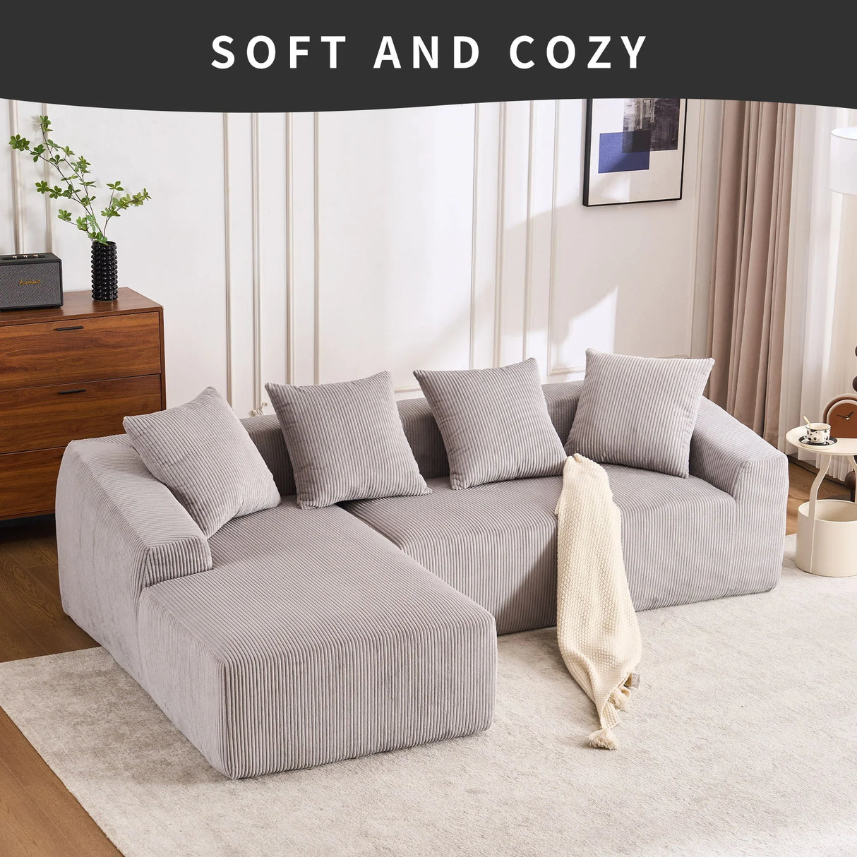 Combined 3 Seater Sofa With 4 Pillows - Furniture Home Direct