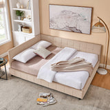Mid-Century Storage Upholstered Tufted Bed Frame With Backrest And Armrests - Furniture Home Direct