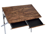 Callers - Weathered Writing Desk - Chrome / Oak - Furniture Home Direct