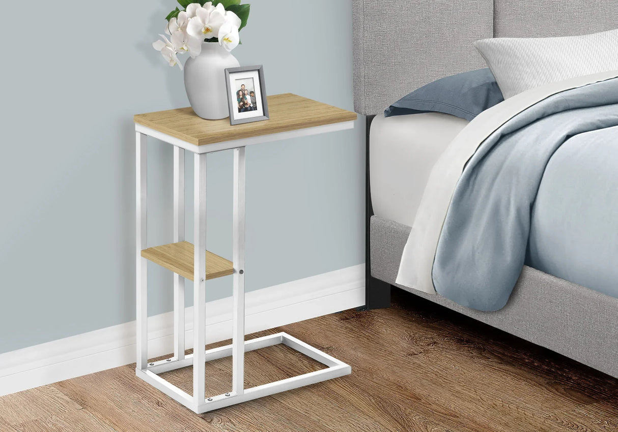 Accent Table, C - Shaped, Marble Look Contemporary & Modern Convenient Design - Furniture Home Direct