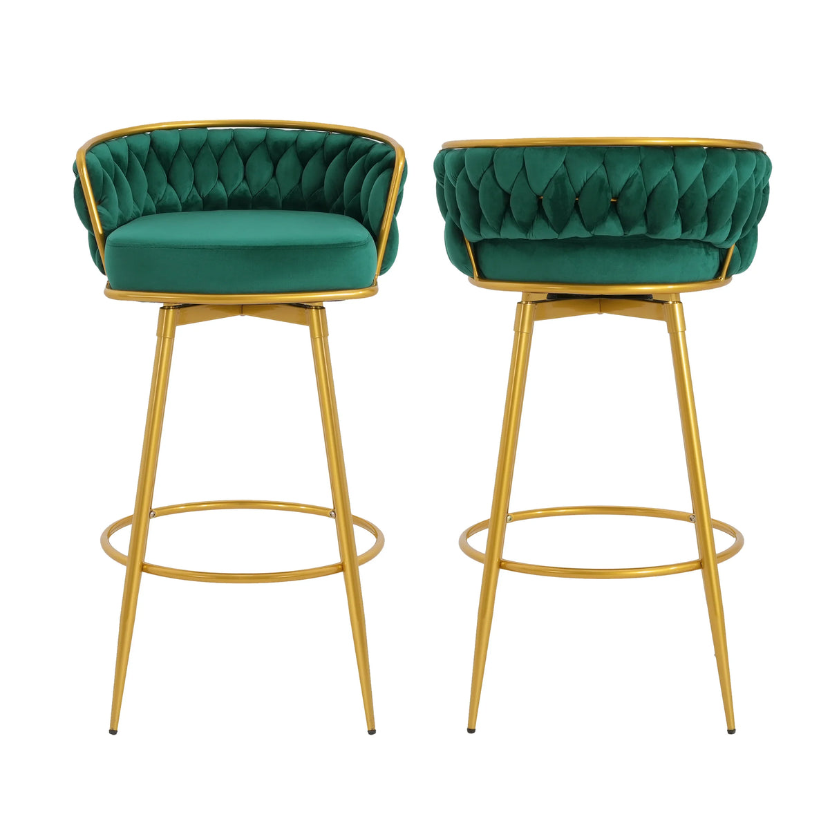Counter Height Stools Tufted Velvet Gold Frame Green - Furniture Home Direct