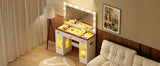 Vanity Desk With Large Mirror And Hollywood Bulbs White - Furniture Home Direct