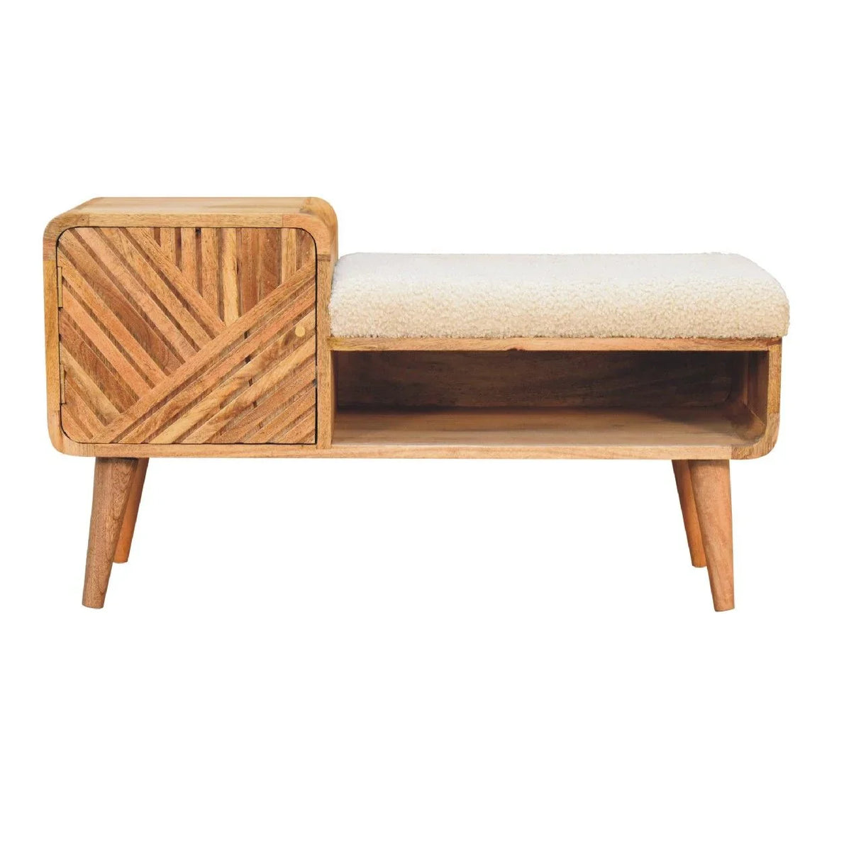 Boucle Carved Telephone Table - Oak - Furniture Home Direct