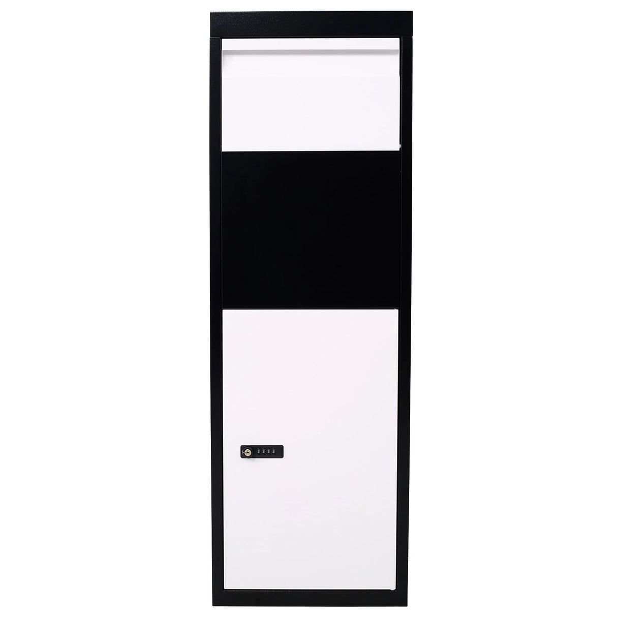 Package Delivery Box, Galvanized Steel Parcel Mailbox With Code Lock & Mounting Hardware, For Outdoor Porch, Curbside - White / Black - Furniture Home Direct