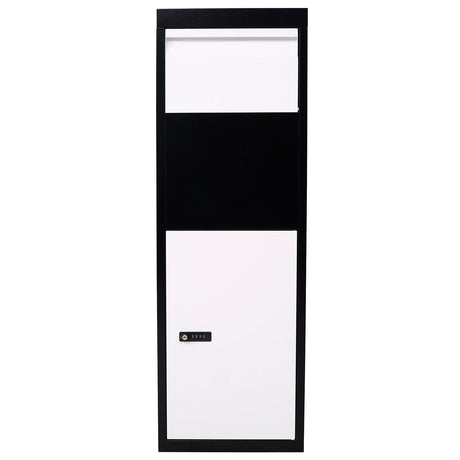 Package Delivery Box, Galvanized Steel Parcel Mailbox With Code Lock & Mounting Hardware, For Outdoor Porch, Curbside - White / Black - Furniture Home Direct