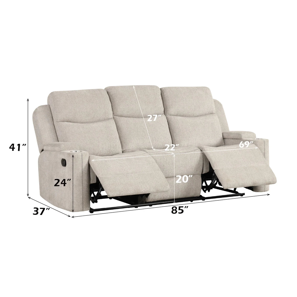 Galya - 3 Piece Living Room Set Sofa Loveseat Chair - Light Gray - Furniture Home Direct