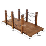 Wooden Arc Footbridge With Chain Railings For Backyard Creek Stained 5 Ft - Brown - Furniture Home Direct