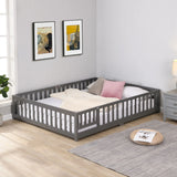Solid Wood Floor Bed With Door And Fence For Children - Furniture Home Direct