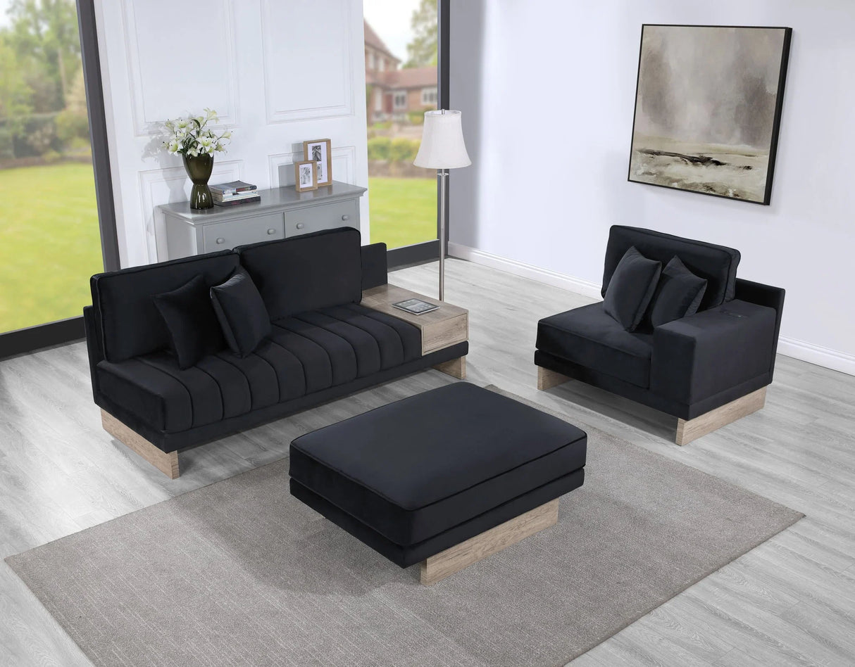 Memphis - Velvet Reversible Sectional Sofa Ottoman With Storage Compartment, Drawer, USB ports, Charging Outlets - Furniture Home Direct