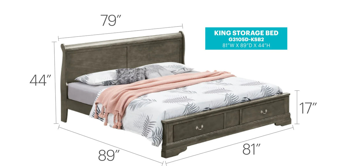 Louis Phillipe - Storage Bed - Furniture Home Direct