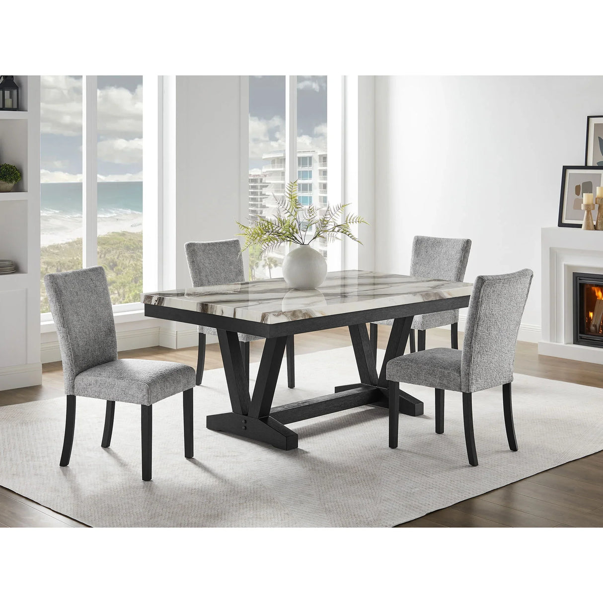Panda Oceanic - Dining Table And Chairs Set - Black - Furniture Home Direct