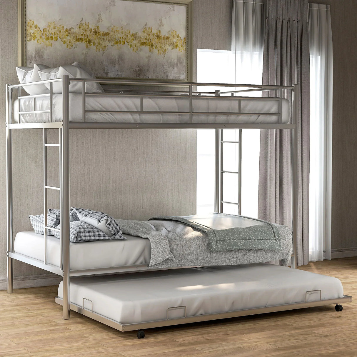 Twin Over Twin Bunk Bed With Trundle - Furniture Home Direct