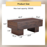 Coffee Table Solid Wood Long Rectangular Dark Walnut - Furniture Home Direct