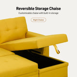 Lucca - Linen Reversible Sleeper Sectional Sofa With Storage Chaise - Furniture Home Direct
