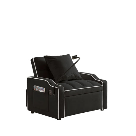 Convertible Velvet 3 In 1 Sofa Bed With Adjustable Sleeper Chair And Multi Pockets - Furniture Home Direct