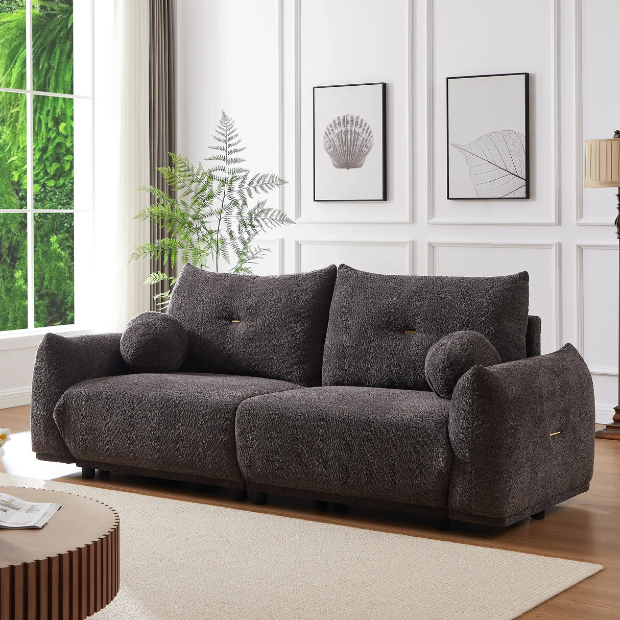 2 Piece Living Room Set with Throw Pillows - Gray - Furniture Home Direct