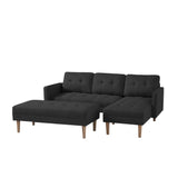 Right Facing Sofa Chaise with Ottoman - Black - Furniture Home Direct