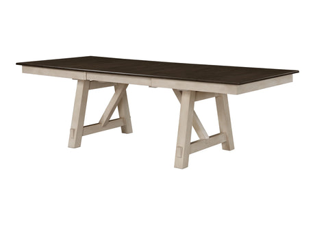 Dining Set Extendable Table with 6 Upholstered Chairs Cream - Furniture Home Direct
