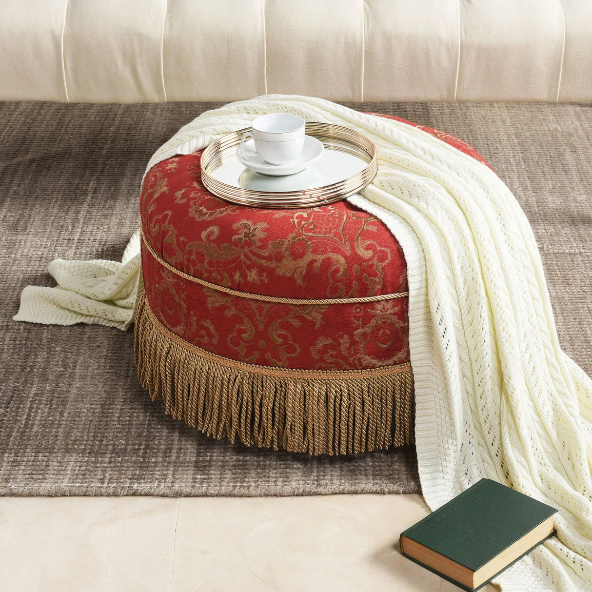 Yolanda - Round Upholstered Accent Ottoman - Furniture Home Direct
