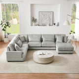 Sectional Sofa Oversized U Shaped Corduroy Fabric Gray - Furniture Home Direct