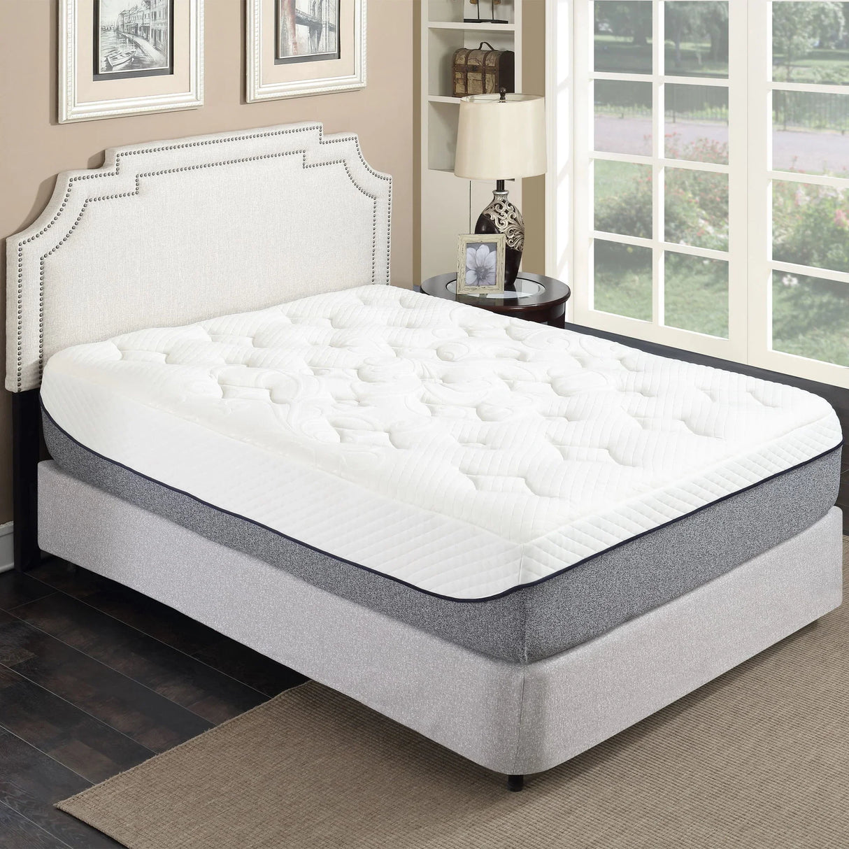 Ultra Plush 13" Gel Memory Foam Mattress For King Size Bed With Double Layered Jacquard Cover - Gray / White - Furniture Home Direct