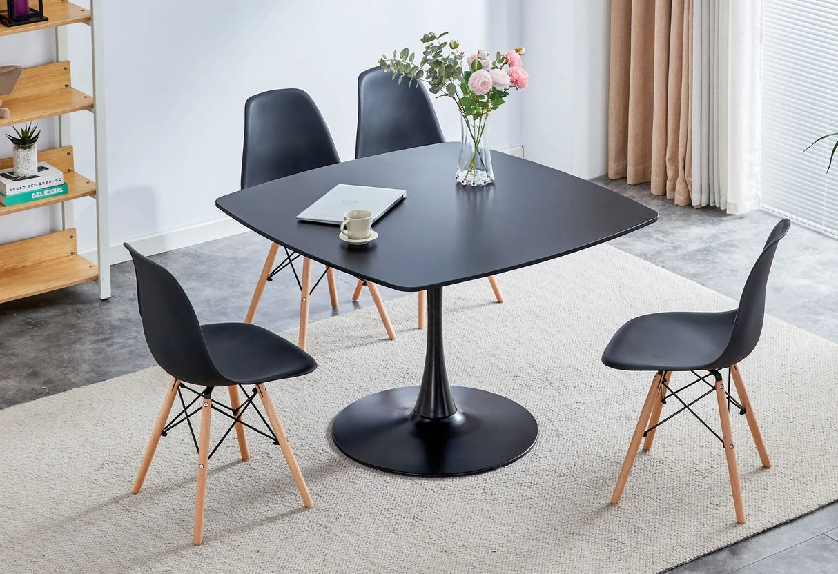 Table Mid-Century Dining Table For 4-6 People With Round MDF Table Top, Pedestal Dining Table, End Table Leisure Coffee Table - Furniture Home Direct