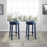 360° Swivel Wooden Barstools With Upholstered Seat, Counter Height (Set of 2) - Furniture Home Direct