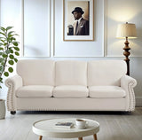 Soft Sofa, Upholstered 3 Seater Couch With High Density Foam, Loose Back Cushions And Turned Legs - Furniture Home Direct
