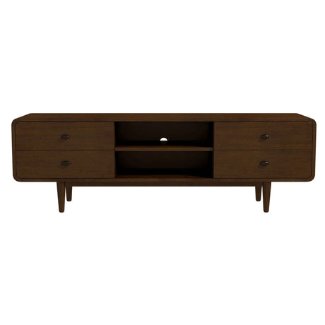 Alexa - Mid-Century Modern Style TV Stand - Dark Brown / Wood - Furniture Home Direct