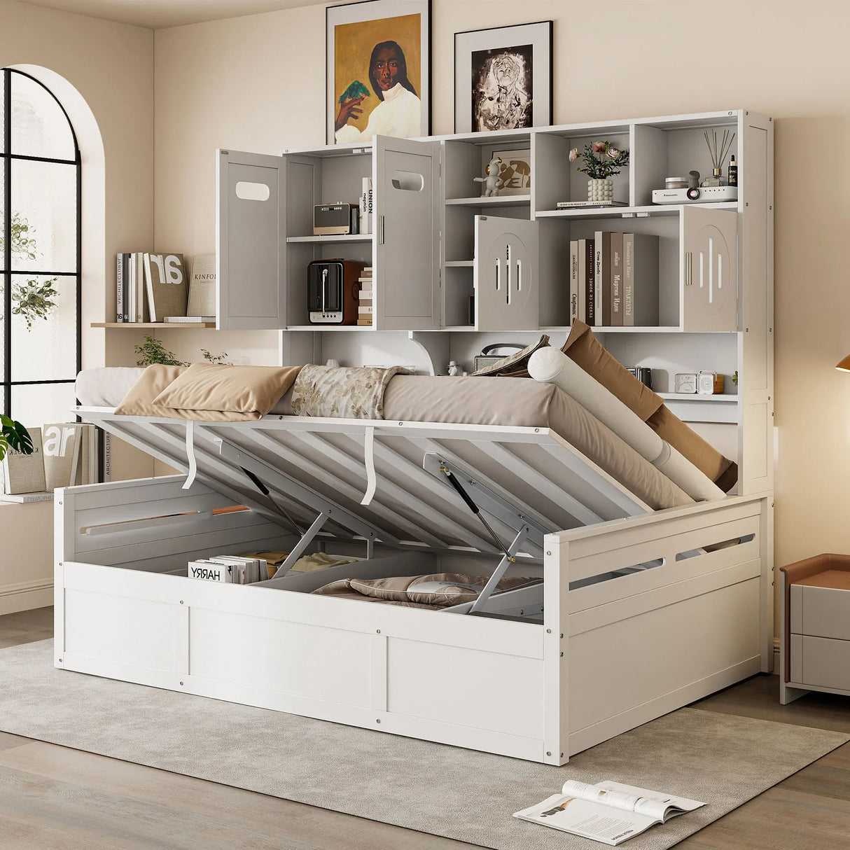 Daybed With All-In-One Cabinet And Shelf - Furniture Home Direct
