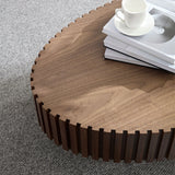 Coffee Table Drum Design With Slatted Sides Dark Walnut - Furniture Home Direct