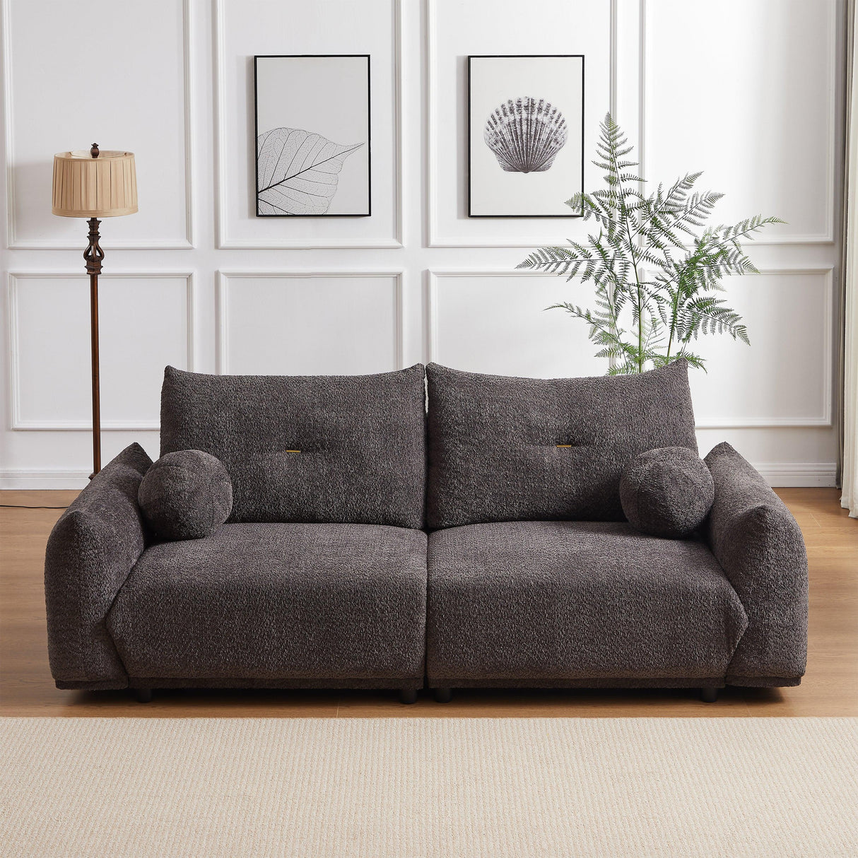 2 Piece Living Room Set with Throw Pillows - Gray - Furniture Home Direct