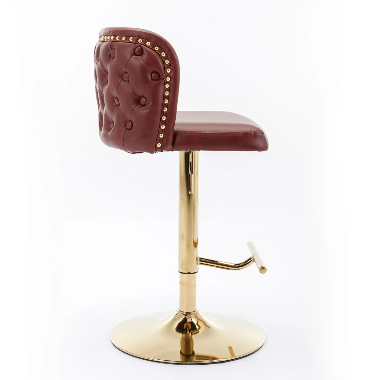 Counter Height Bar Stool Tufted Leather Swivel Burgundy - Furniture Home Direct