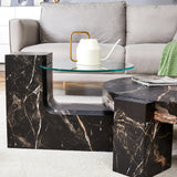 Detachable Double-Decker Black Patterned Coffee Table - Furniture Home Direct
