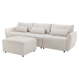 113.3 Modular Sectional With Ottoman And USB C Ports Beige - Furniture Home Direct
