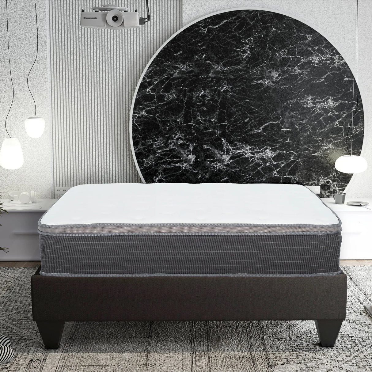 12'' Queen Size Hybrid Mattress In A Box, Plush Gel Memory Foam Mattress Top With Pocket Coil Base - Gray / White - Furniture Home Direct