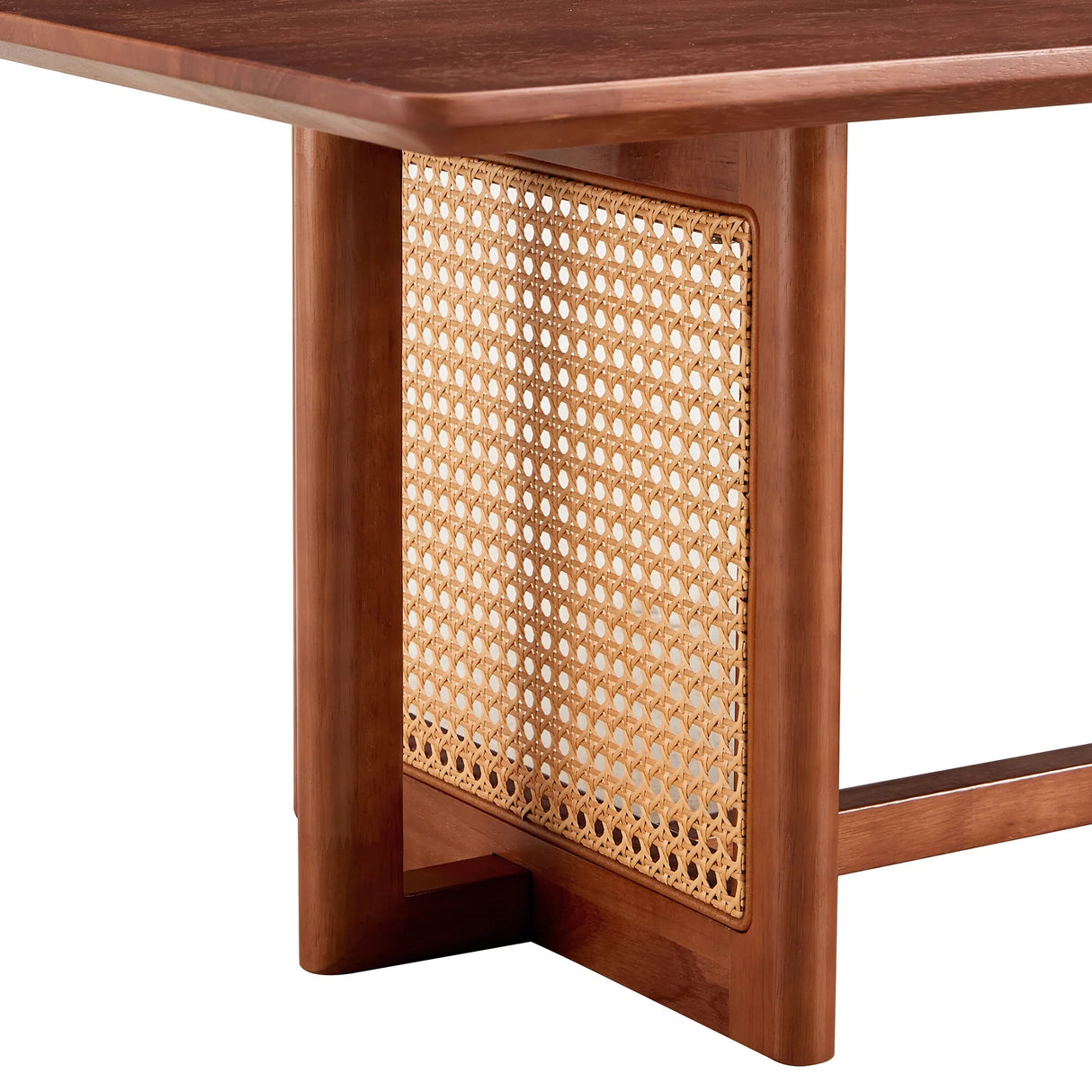Coffee Table Solid Wood With Rattan Panel Sides Walnut - Furniture Home Direct