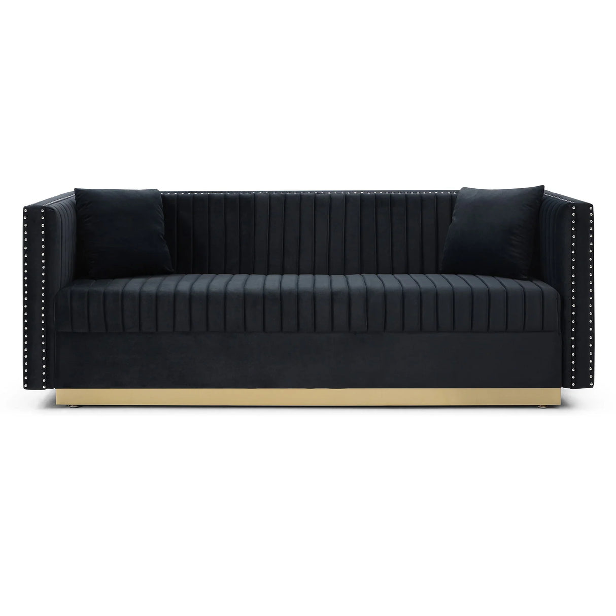 Contemporary Vertical Channel Tufted Sofa Modern Upholstered Couch For Living Room With 2 Pillows - Furniture Home Direct