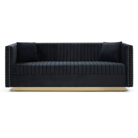 Contemporary Vertical Channel Tufted Sofa Modern Upholstered Couch For Living Room With 2 Pillows - Furniture Home Direct