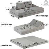 Multifunctional Convertible Sofa Bed With 2 Tumbler Backrests And 2 Pillows, Deep Seat Couch - Furniture Home Direct