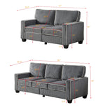 Corduroy Living Room Set Including Sofa and Love Seat - Dark Grey - Furniture Home Direct