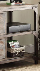 Gorden - TV Stand - Weathered Oak / Antique Silver - Furniture Home Direct