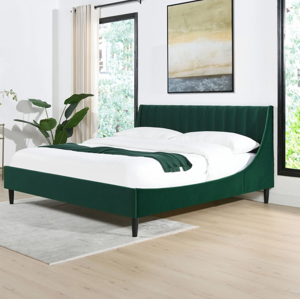 Aspen - Vertical Tufted Modern Headboard Platform Bed Set - Furniture Home Direct
