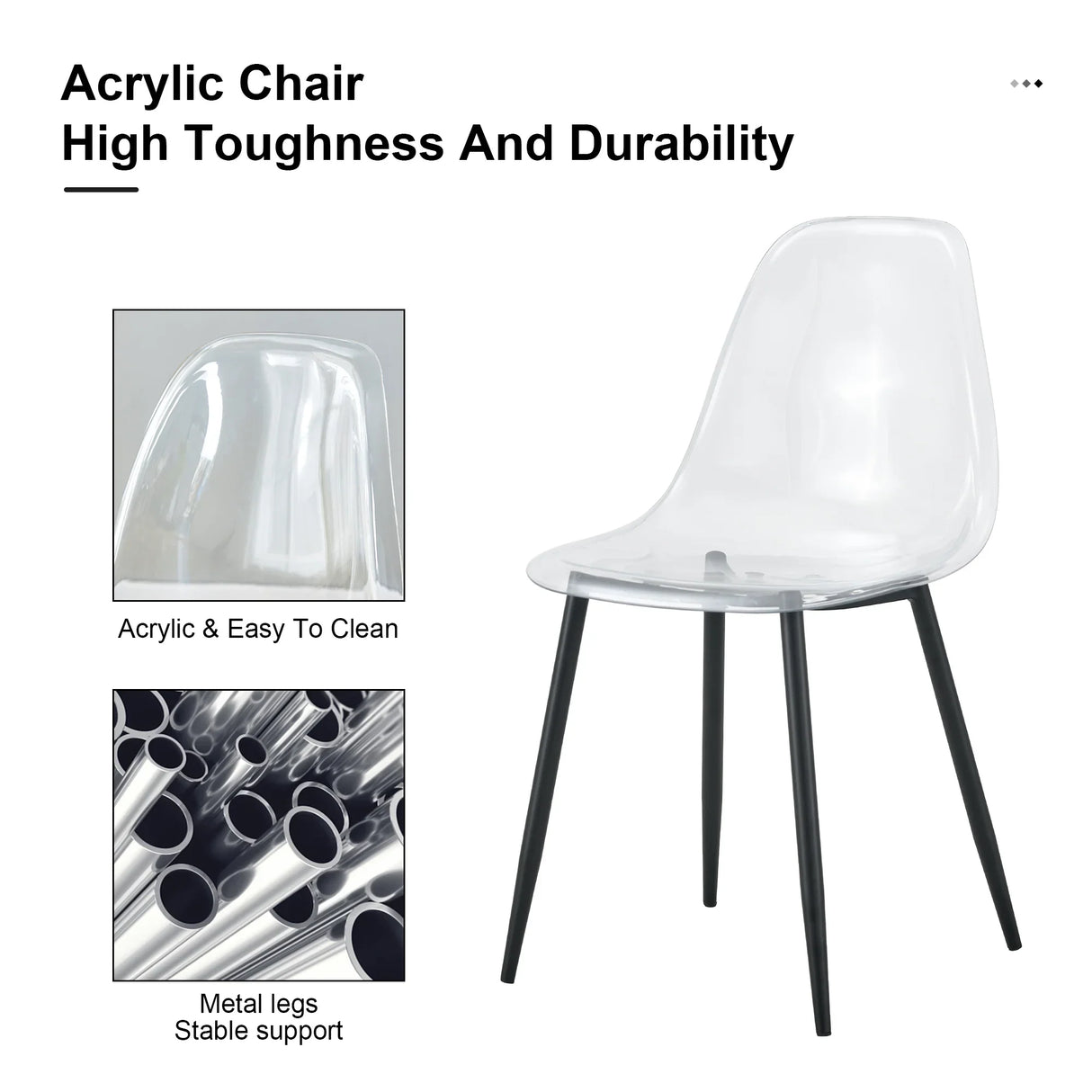 Dining Chairs Acrylic Modern Set 4 Pack Slim Clear - Furniture Home Direct